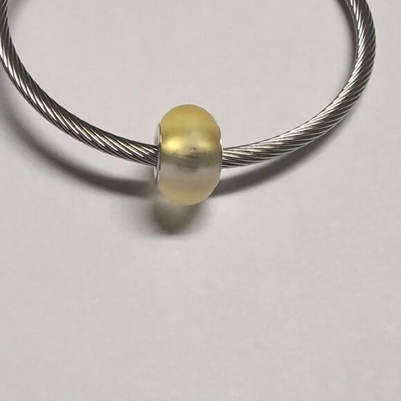 Frosted Two Tone Yellow‎ and Clear Charm for Pandora Style Bracelet - Picture 1 of 5